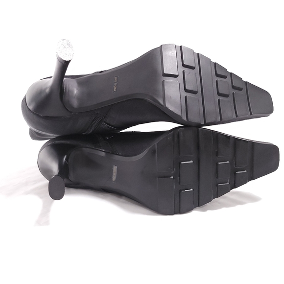 NEW Satin Lotus Black Pointed Toe Ankle Boot Bootie Rhinestone Buckle Sz 7.5 - Picture 9 of 10